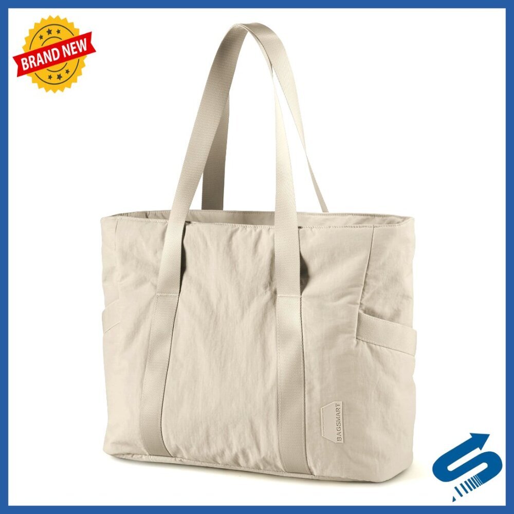Large Capacity Nylon Tote Bag with Zipper Compartments Yoga Mat Strap